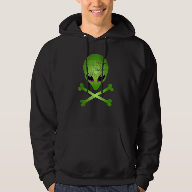 Sudadera Cazadores de OVNIs Alien Crossbones Psicodélicos (Anverso)