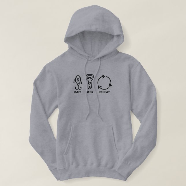 Sudadera Cebos. Cerveza. Repetir. Pesca Divertida (Diseño del anverso)