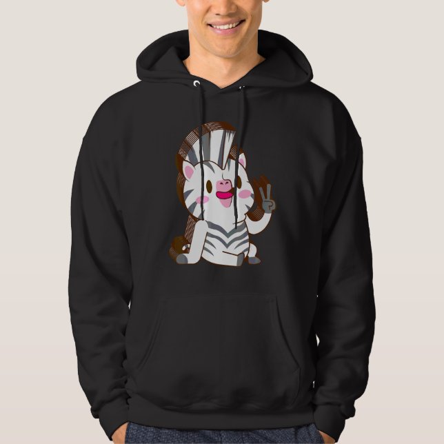 Sudadera Cebra Multicapas Pacífico Relajado Bonito Estético (Anverso)