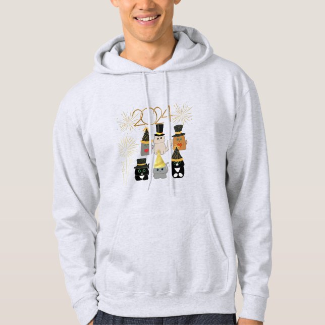 Sudadera Celebración de Año Nuevo de los gatos aburridos (Anverso)