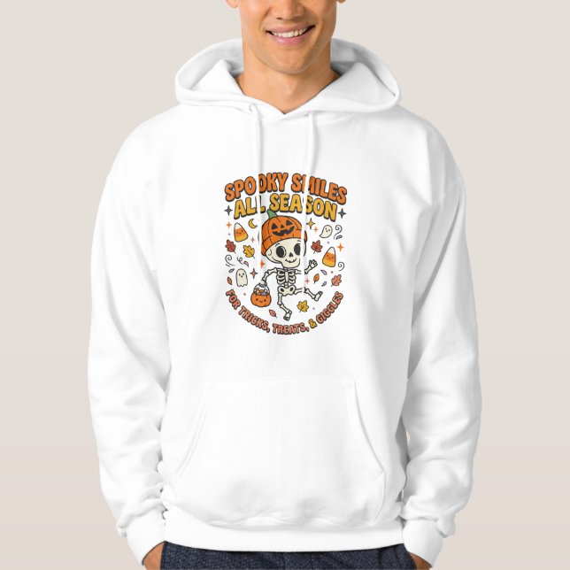 Sudadera Celebración de Esqueleto Acogedor de Halloween (Anverso)