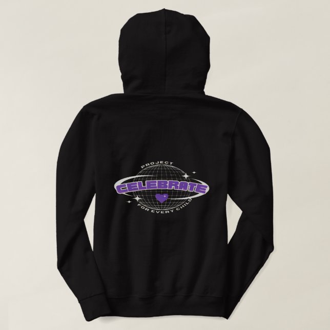 Sudadera Celebración del proyecto - Diseño de planeta negro (Reverso del diseño)