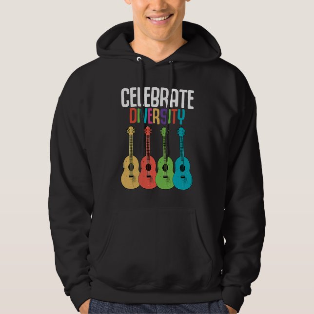 Sudadera Celebrate Diversity  Ukulele Player Music  Graphic (Anverso)