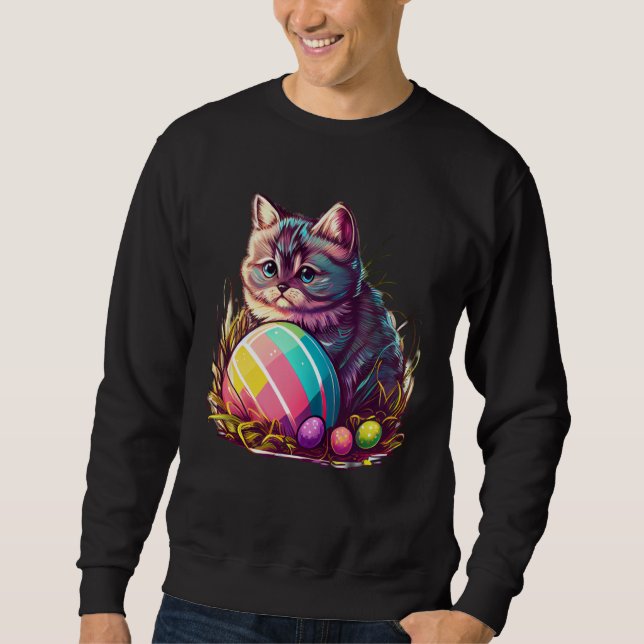 Sudadera Celebrate Easter Charming Cat with Egg for Cat (Anverso)