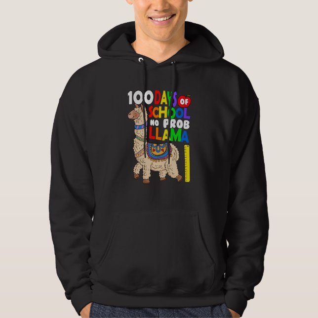 Sudadera Celebrating 100 Days of School NoProb Llama Kids & (Anverso)