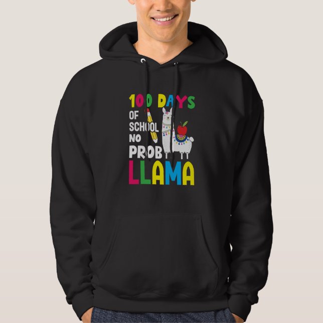 Sudadera Celebrating 100 Days of School NoProb Llama Teache (Anverso)