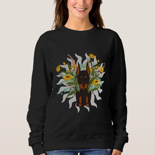 Sudadera Celestial Doberman Floral (Anverso)