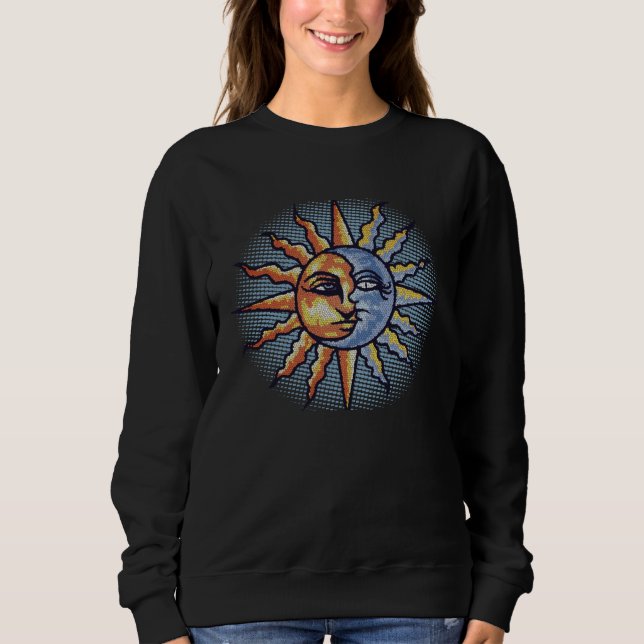 Sudadera Celestial Mosaic Sun & Moon Faces Graphic (Anverso)
