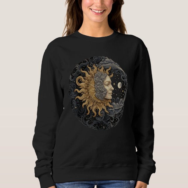 Sudadera Celestial Space Sun Moon Boho Luna Solar Astronomy (Anverso)