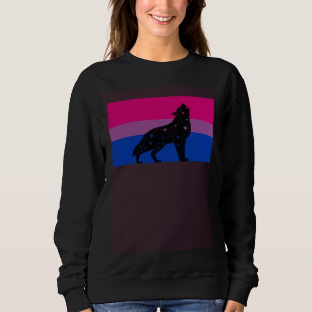 Sudadera Celestial Wolf Bisexual Pride Flag Tribal Galaxy A (Anverso)