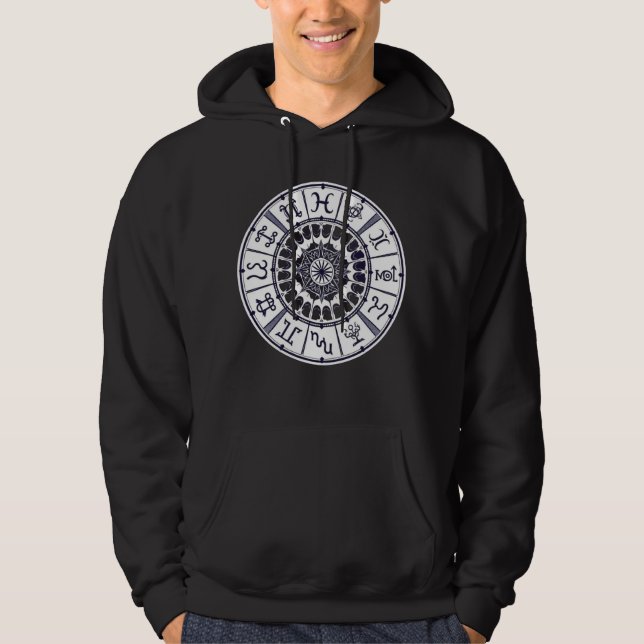 Sudadera Celestial Zodiac Signs Wheel Mandala Graphic Art (Anverso)