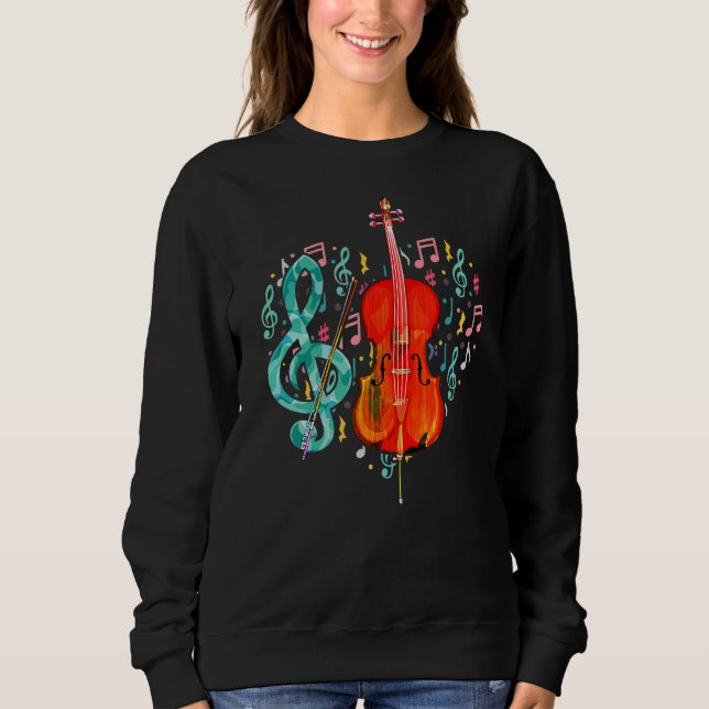 Sudadera Cellist Heart Treble Clef Music Notes Cello Player (Anverso)