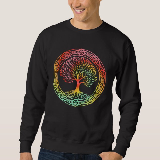 Sudadera Celtic Tree of Life Tie Dyed Nordic Yggdrasil Viki (Anverso)