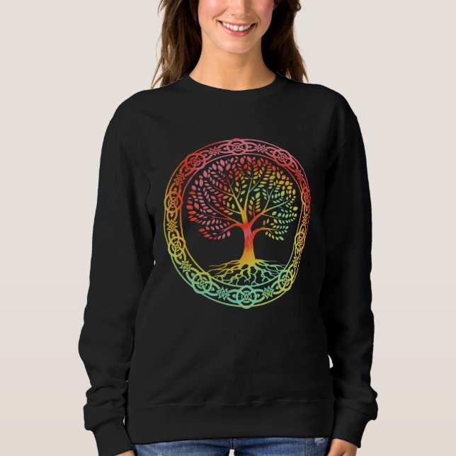 Sudadera Celtic Tree of Life Tie Dyed Nordic Yggdrasil Viki (Anverso)