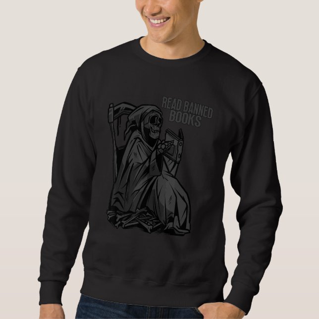 Sudadera Censorship Grim Reaper Book Reading Nerd Read Bann (Anverso)