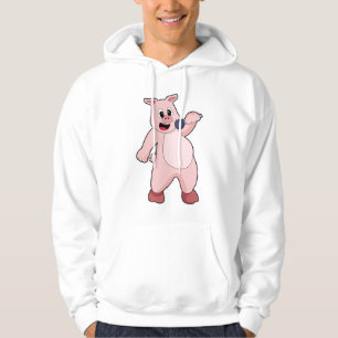 Sudadera Cerdo al cantar con micrófono