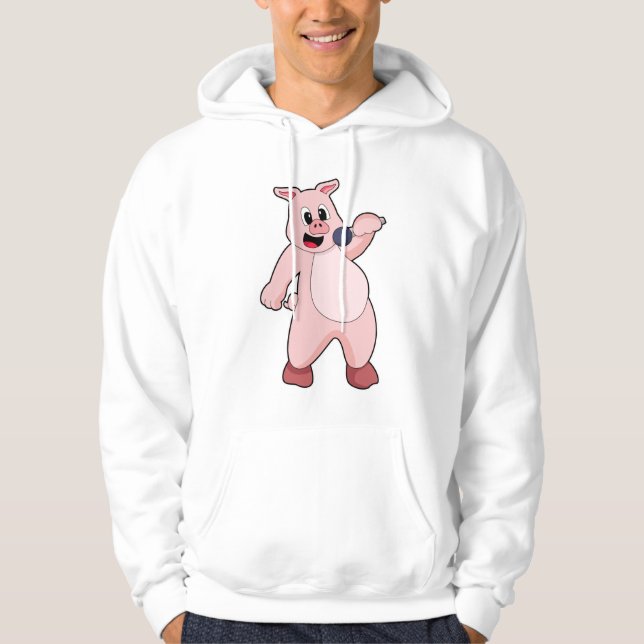 Sudadera Cerdo al cantar con micrófono (Anverso)