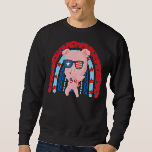 Sudadera Cerdo Arcoiris Dabbing Dance 4 De Julio Estadounid