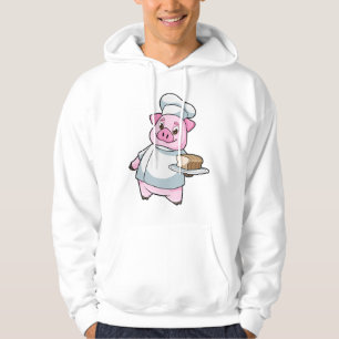 Sudadera Cerdo como chef con Plata y Pastel