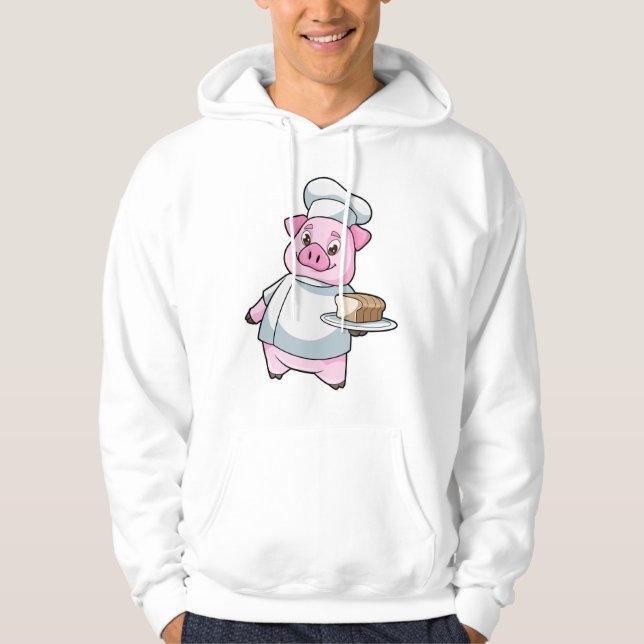 Sudadera Cerdo como chef con Plata y Pastel (Anverso)