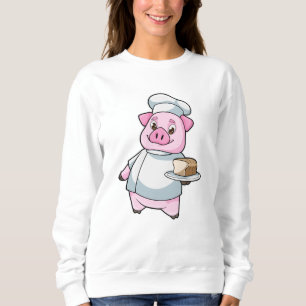 Sudadera Cerdo como chef con Plata y Pastel