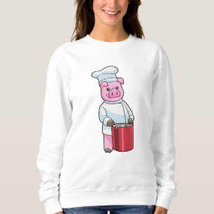 Sudadera Cerdo como cocinero con olla de cocina