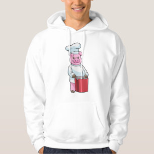Sudadera Cerdo como cocinero con olla de cocina