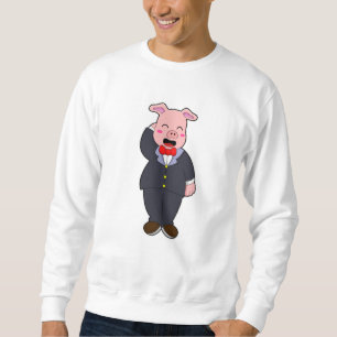 Sudadera Cerdo como maduro con traje y corbata