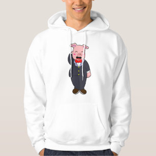 Sudadera Cerdo como maduro con traje y corbata