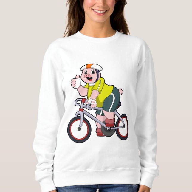 Sudadera Cerdo con bicicleta y casco (Anverso)