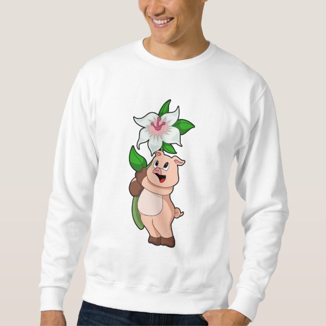 Sudadera Cerdo con Lily de Flores (Anverso)