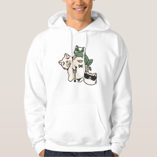 Sudadera Cerdo con muleta axilar, prótesis y amigos gatos