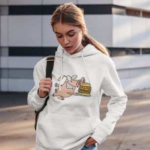 Sudadera Cerdo con una mujer hamburguesa Hoodie
