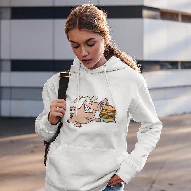 Sudadera Cerdo con una mujer hamburguesa Hoodie (Subido por el creador)