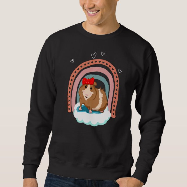 Sudadera Cerdo De Guinea Con Arco Y Arcoiris De Boho (Anverso)
