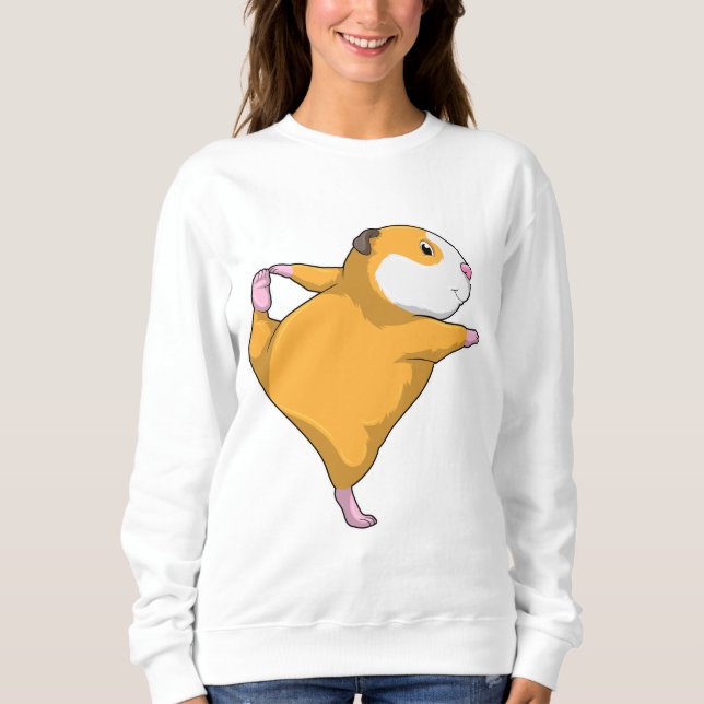 Sudadera Cerdo de Guinea en ejercicio de Stretching de Yoga (Anverso)