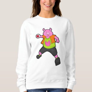 Sudadera Cerdo en jugador de balonmano con balonmano