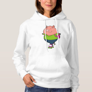 Sudadera Cerdo en patinaje en línea con patines de patinaje
