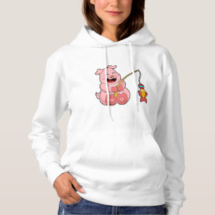 Sudadera Cerdo en pesca con peces