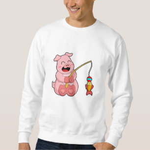 Sudadera Cerdo en pesca con peces