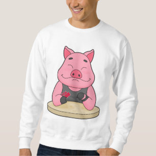 Sudadera Cerdo en Poker con tarjetas de Poker