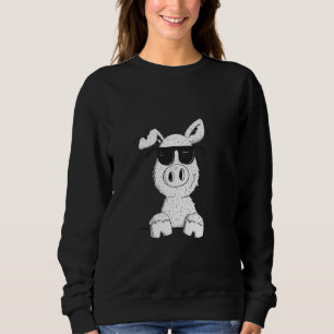 Sudadera Cerdo genial con gafas de sol divertido animal de