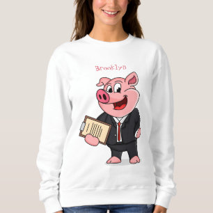 Sudadera Cerdo gracioso personalizado de traje de negocios