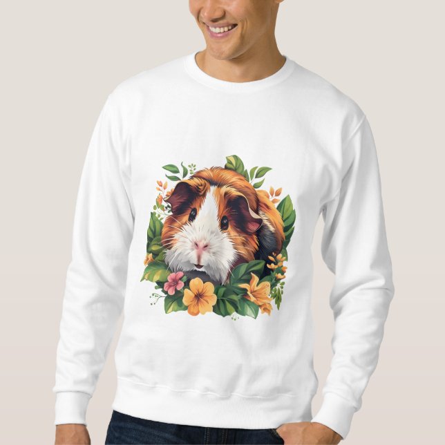 Sudadera Cerdo guineano entre flores masculinas (Anverso)