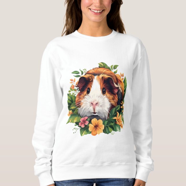 Sudadera Cerdo guineano entre mujeres floridas (Anverso)