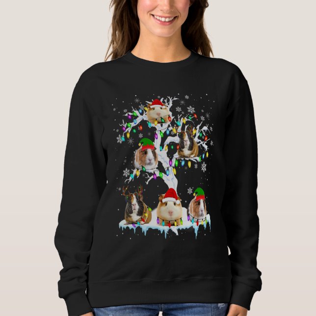 Sudadera Cerdo guineano sobre reno de árbol de navidad Sant (Anverso)