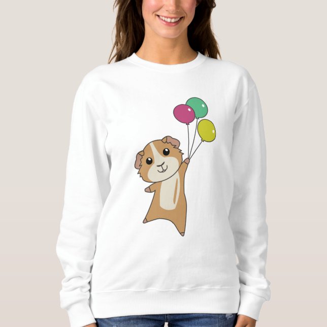 Sudadera Cerdo guineano vuela con globos que matan a los an (Anverso)