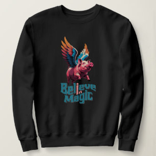 Sudadera Cerdo lindo con alas coloridas Creer en la magia