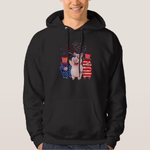 Sudadera Cerdo Rojo Azul Blanco Granjero Bandera Norteameri