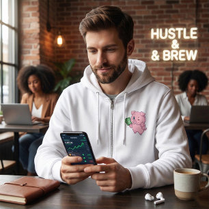 Sudadera Cerdo Rosa Sosteniendo Dinero Dando Pulgar Hacia A